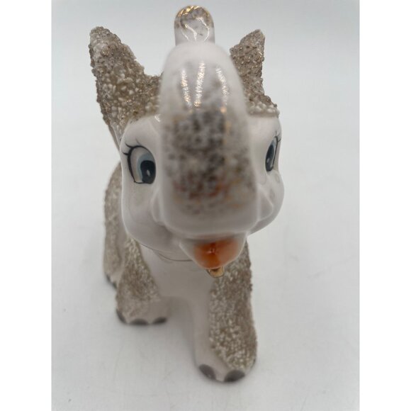 Vintage Ceramic Elephant Figurine Textured Fur & Gold Bell Adorable Retro Decor - Picture 6 of 10
